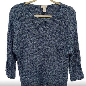 Chico’s Blue Silver Open Knit Sweater Size Medium